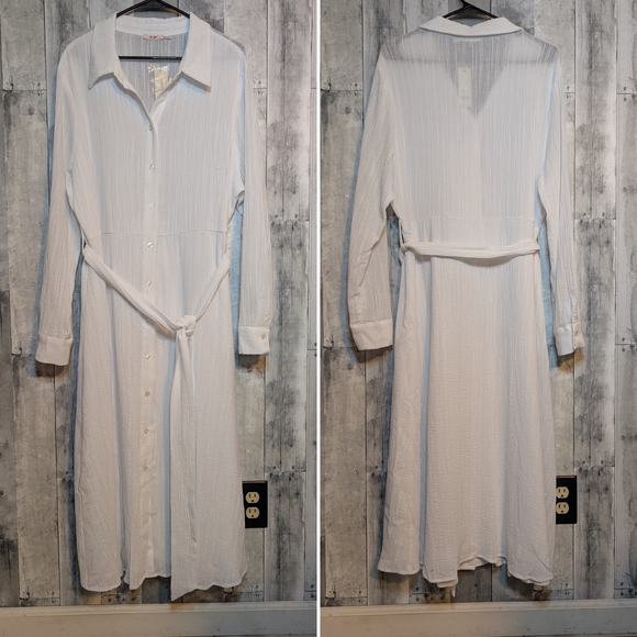 Francesca's White Button Down Midi Dress - Picture 2 of 5